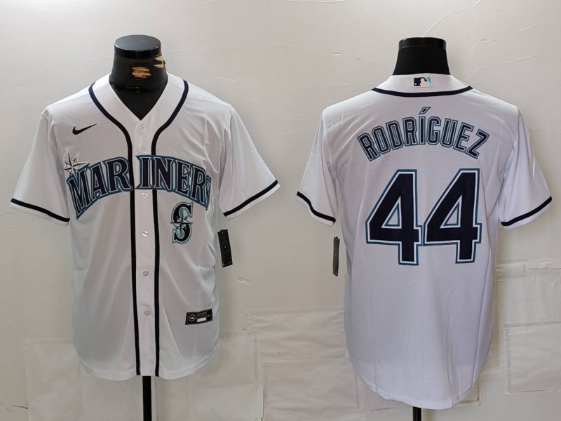 Personalized Men’s Seattle Mariners #44 Julio Rodriguez White Cool Base Stitched Jerseys