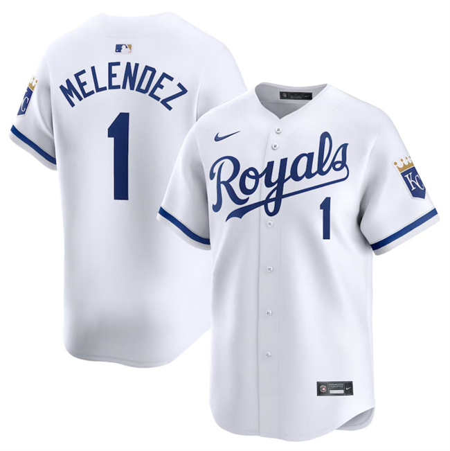 Personalized Men’s Kansas City Royals #1 MJ Melendez White 2024 Home Limited Stitched Baseball Jersey