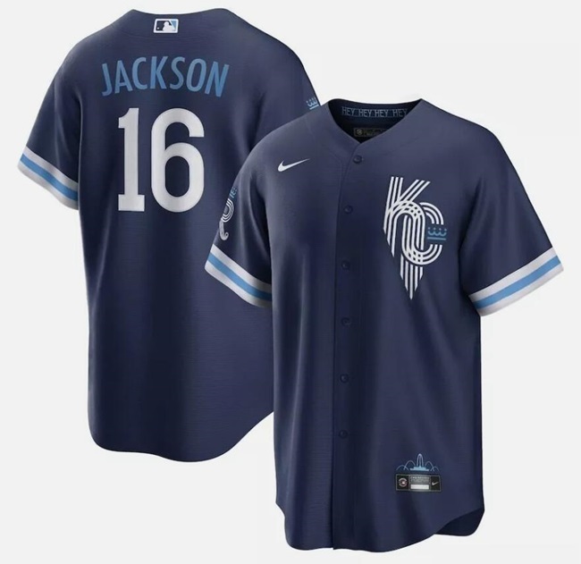 Personalized Men’s Kansas City Royals #16 Bo Jackson Navy City Connect Cool Base Stitched Baseball Jersey