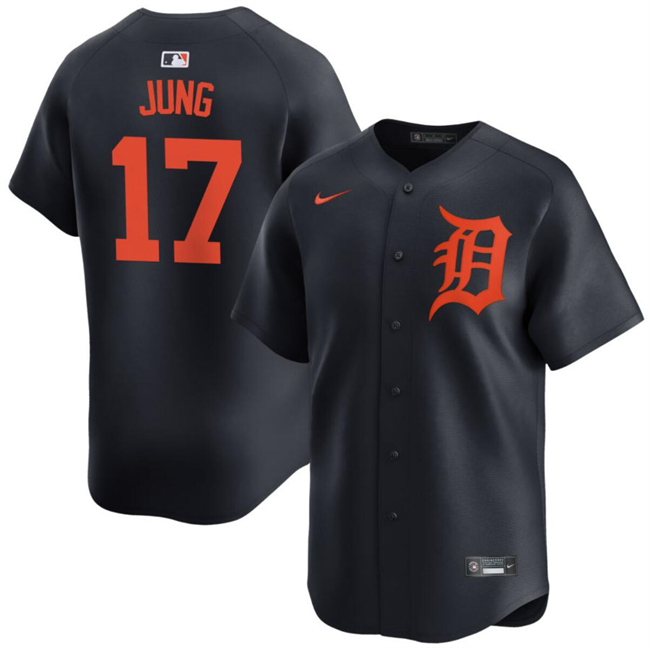 Personalized Men’s Detroit Tigers #17 Jace Jung Black 2024 Alternate Limited Stitched Baseball Jersey