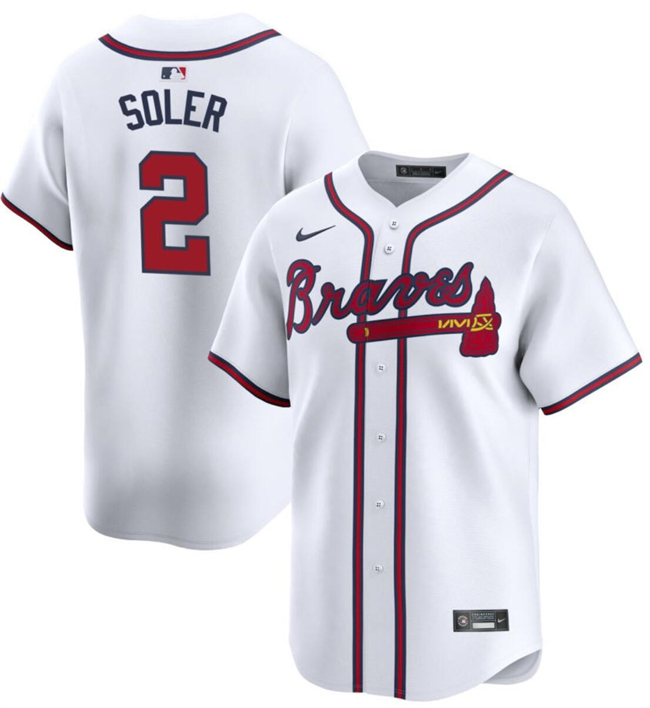 Personalized Men’s Atlanta Braves #2 Jorge Soler White 2024 Home Limited Stitched Baseball Jersey