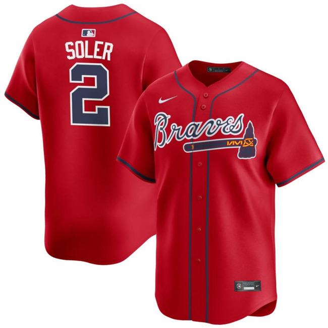 Personalized Men’s Atlanta Braves #2 Jorge Soler Red 2024 Alternate Limited Stitched Baseball Jersey