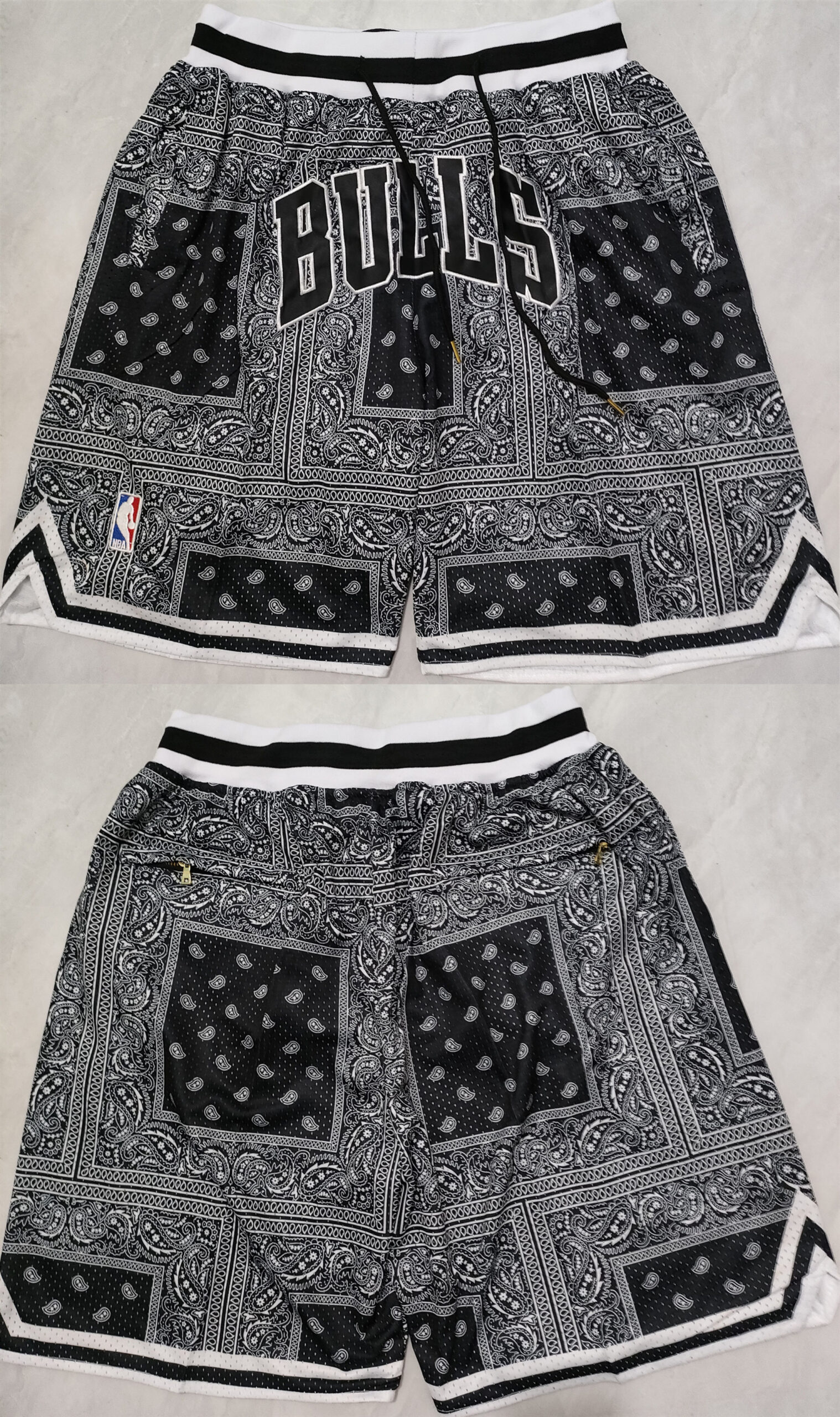 Personalized Men’s Chicago Bulls Black Grey Shorts (Run Small)