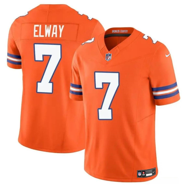 Personalized Youth Denver Broncos #7 John Elway Orange F.U.S.E. Mile High Collection 1977 Throwback Limited Stitched Football Jersey