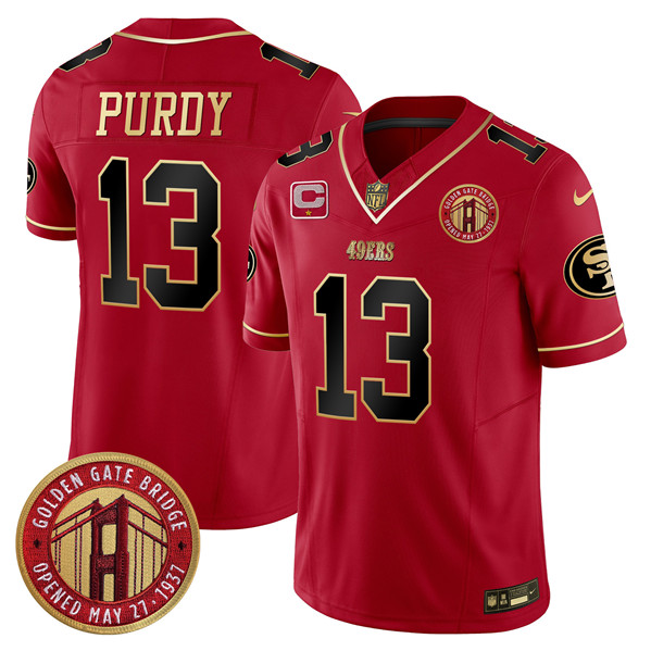 Personalized Men’s San Francisco 49ers #13 Brock Purdy Red F.U.S.E. Golden Gate Bridge With 1-Star C Patch Scarlet Limited Stitched Football Jersey