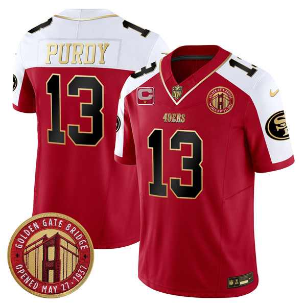 Personalized Men’s San Francisco 49ers #13 Brock Purdy Red F.U.S.E. Golden Gate Bridge With 1-Star C Patch Alternate Limited Stitched Football Jersey