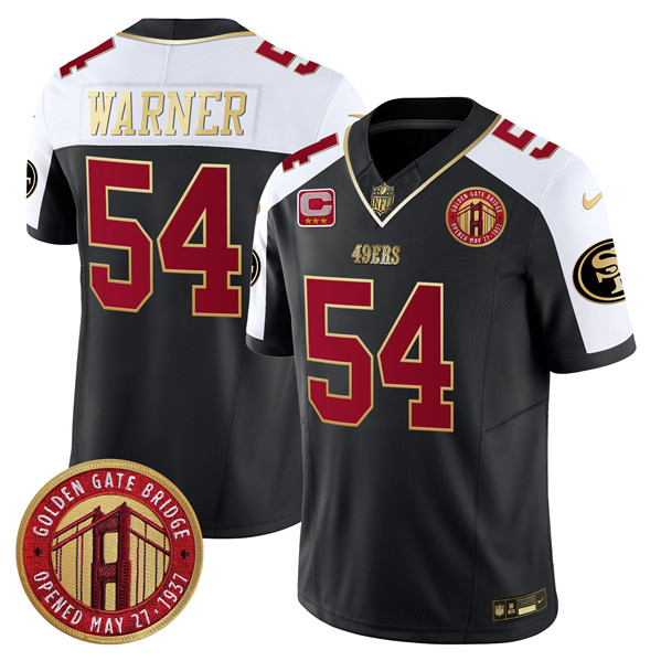 Personalized Men’s San Francisco 49ers #54 Fred Warner Balck F.U.S.E. Golden Gate Bridge With 3-Star C Patch Alternate Limited Stitched Football Jersey