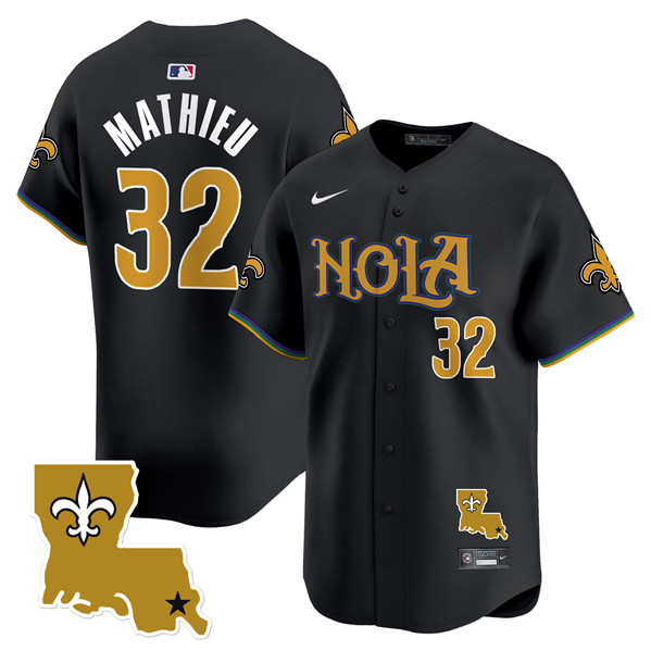 Personalized Men’s New Orleans Saints #32 Tyrann Mathieu Black Cool Base Stitched Baseball Jersey