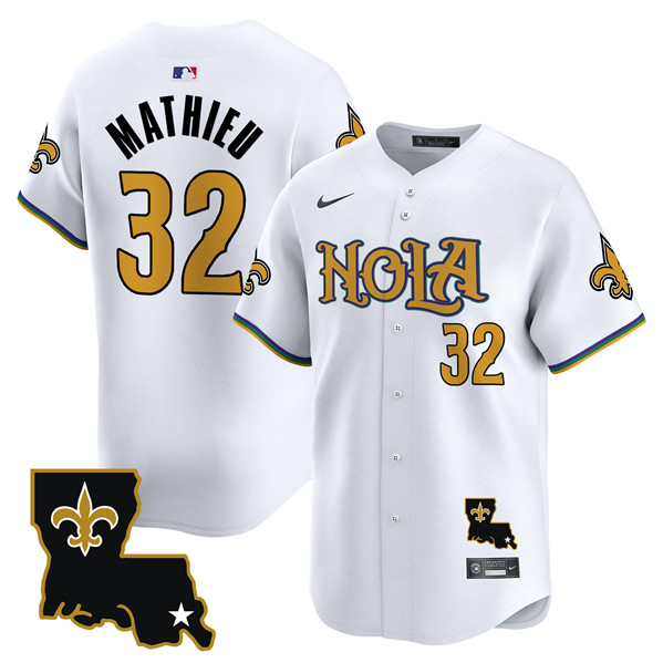 Personalized Men’s New Orleans Saints #32 Tyrann Mathieu White Cool Base Stitched Baseball Jersey