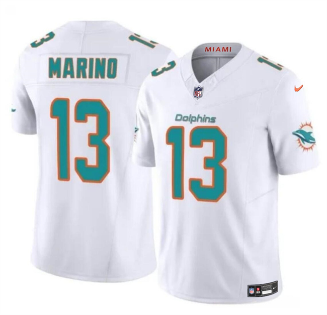 Personalized Men’s Miami Dolphins #13 Dan Marino White 2023 F.U.S.E Limited Stitched Football Jersey