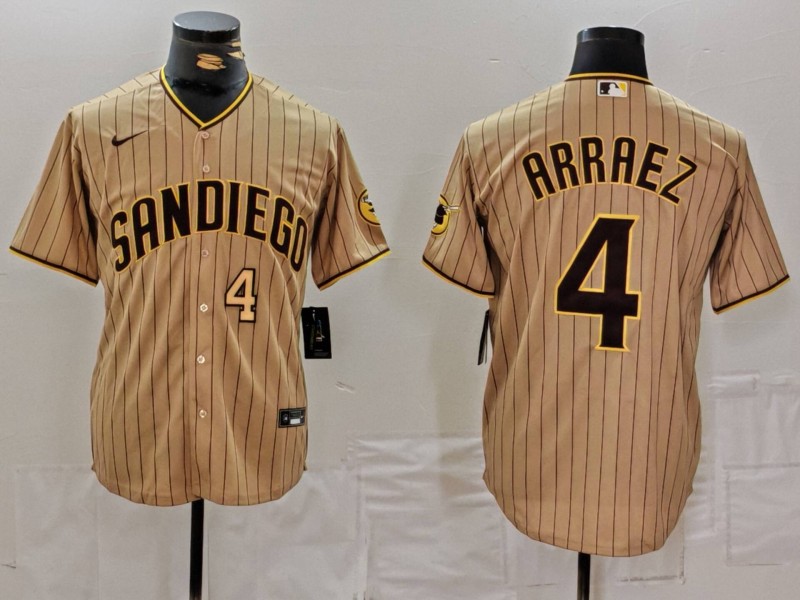 Personalized Men’s San Diego Padres #4 Luis Arraez Tan Cool Base Stitched Baseball Jerseys