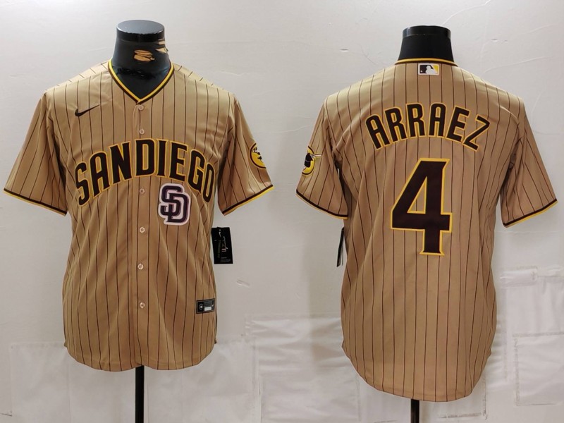Personalized Men’s San Diego Padres #4 Luis Arraez Tan Cool Base Stitched Baseball Jerseys