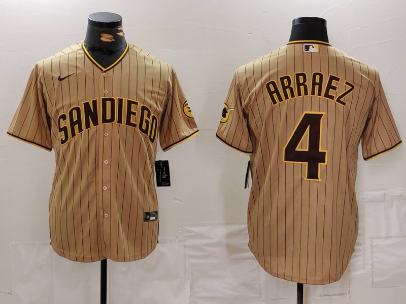 Personalized Men’s San Diego Padres #4 Luis Arraez Tan Cool Base Stitched Baseball Jerseys