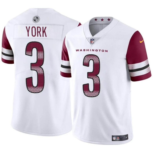 Personalized Youth Washington Commanders #3 Cade York White 2024 Limited Stitched Football Jersey
