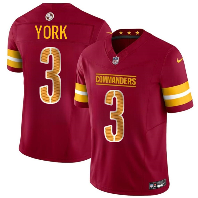 Personalized Youth Washington Commanders #3 Cade York Burgundy 2024 F.U.S.E Limited Stitched Football Jersey