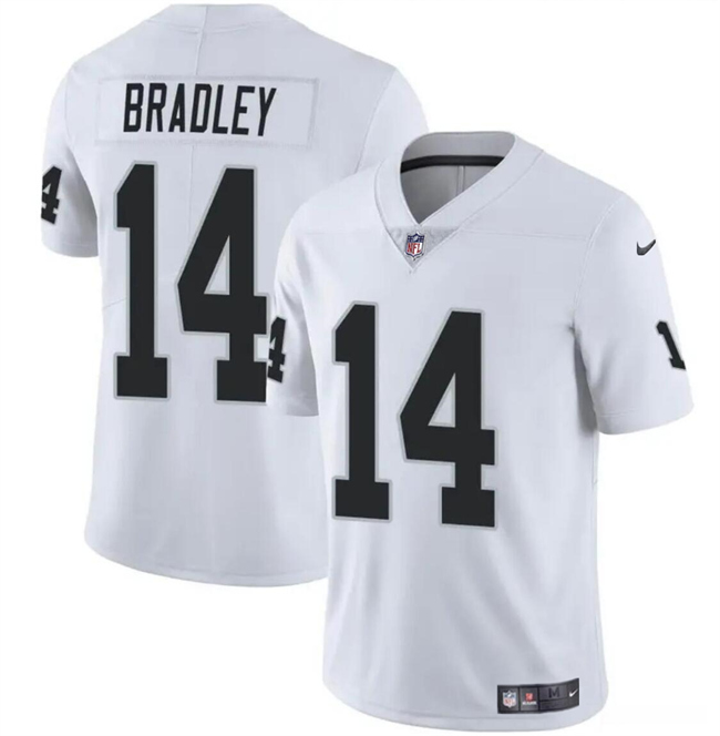 Personalized Youth Las Vegas Raiders #14 Carter Bradley White Stitched Football Jersey