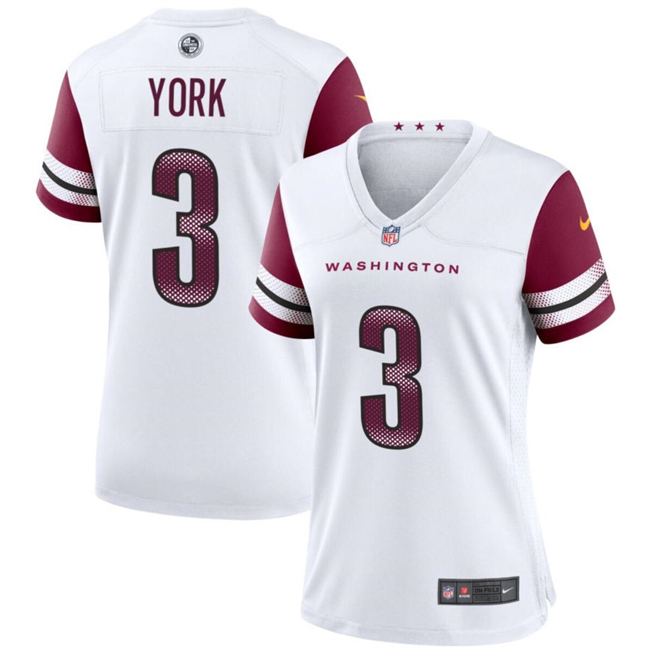 Personalized Women’s Washington Commanders #3 Cade York White Stitched Jersey(Run Small)