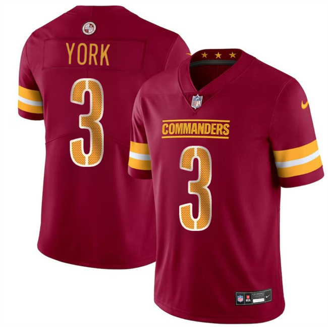Personalized Men’s Washington Commanders #3 Cade York Burgundy 2024 Limited Stitched Football Jersey