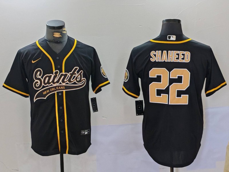Personalized Men’s New Orleans Saints #22 Rashid Shaheed Black Cool Base Stitched Baseball Jersey