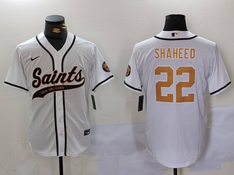 Personalized Men’s New Orleans Saints #22 Rashid Shaheed White Cool Base Stitched Baseball Jersey