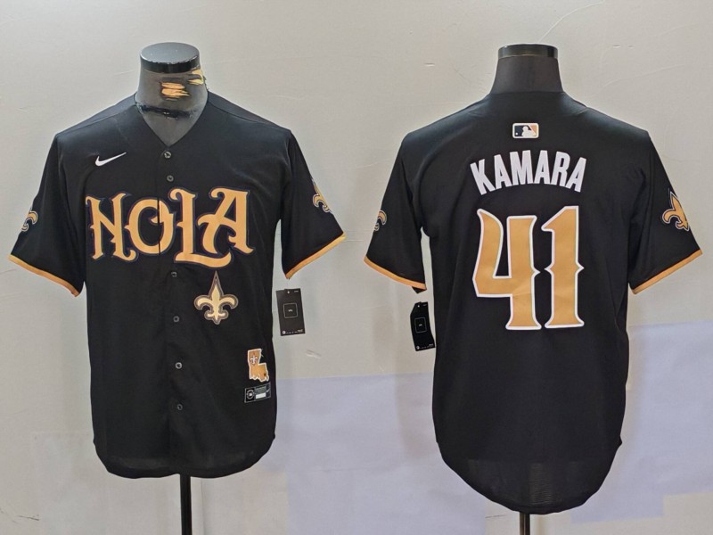 Personalized Men’s New Orleans Saints #41 Alvin Kamara Black Cool Base Stitched Baseball Jerseys