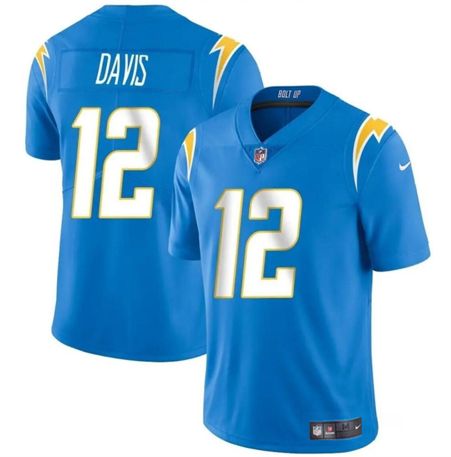 Personalized Men’s Los Angeles Chargers #12 Derius Davis Blue 2024 Limited Stitched Football Jersey