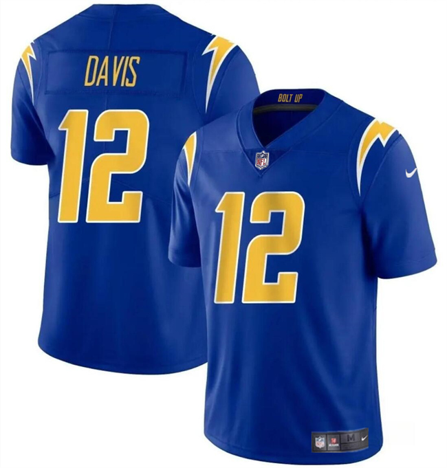Personalized Men’s Los Angeles Chargers #12 Derius Davis Royal 2024 Limited Stitched Football Jersey