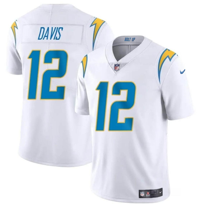 Personalized Men’s Los Angeles Chargers #12 Derius Davis White 2024 Limited Stitched Football Jersey