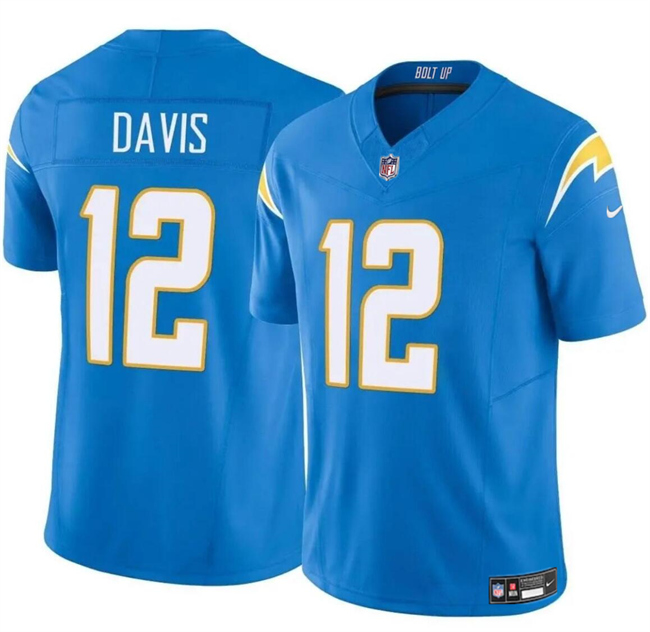 Personalized Men’s Los Angeles Chargers #12 Derius Davis Blue 2024 F.U.S.E Limited Stitched Football Jersey