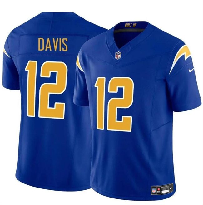 Personalized Men’s Los Angeles Chargers #12 Derius Davis Royal 2024 F.U.S.E Limited Stitched Football Jersey