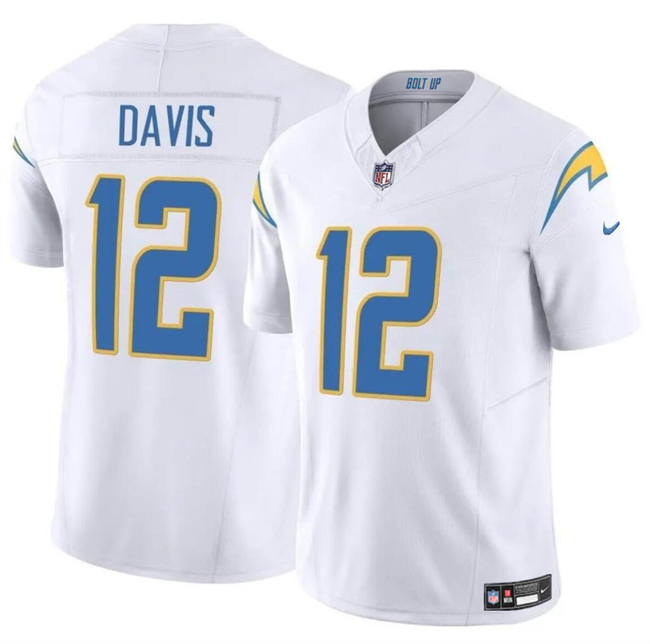 Personalized Men’s Los Angeles Chargers #12 Derius Davis White 2024 F.U.S.E Limited Stitched Football Jersey
