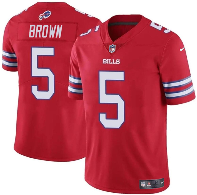 Personalized Men’s Buffalo Bills #5 Anthony Brown Red 2024 Untouchable Limited Stitched Football Jersey