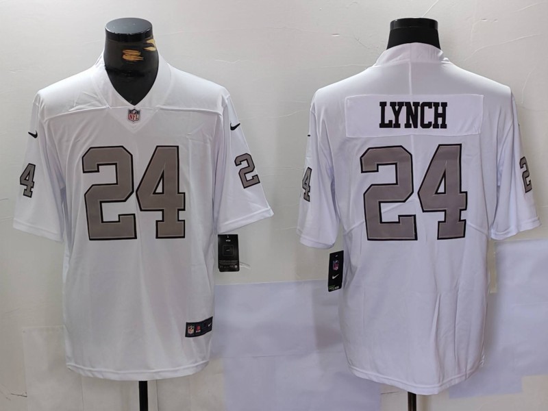Personalized Men’s Las Vegas Raiders #24 Marshawn Lynch White Untouchable Limited Stitched Jersey