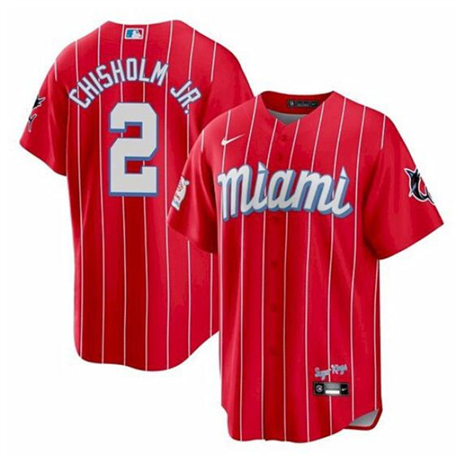 Personalized Youth Miami Marlins #2 Jazz Chisholm Jr. 2021 Red City Connect Stitched Baseball Jersey
