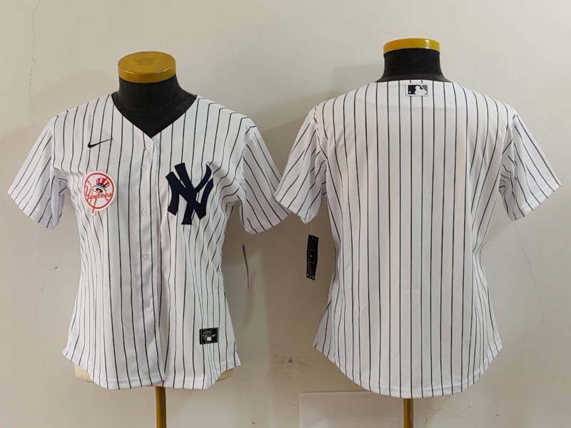 Personalized Women’s New York Yankees White Team Big Logo Cool Base Stitched Jersey(Run Small)