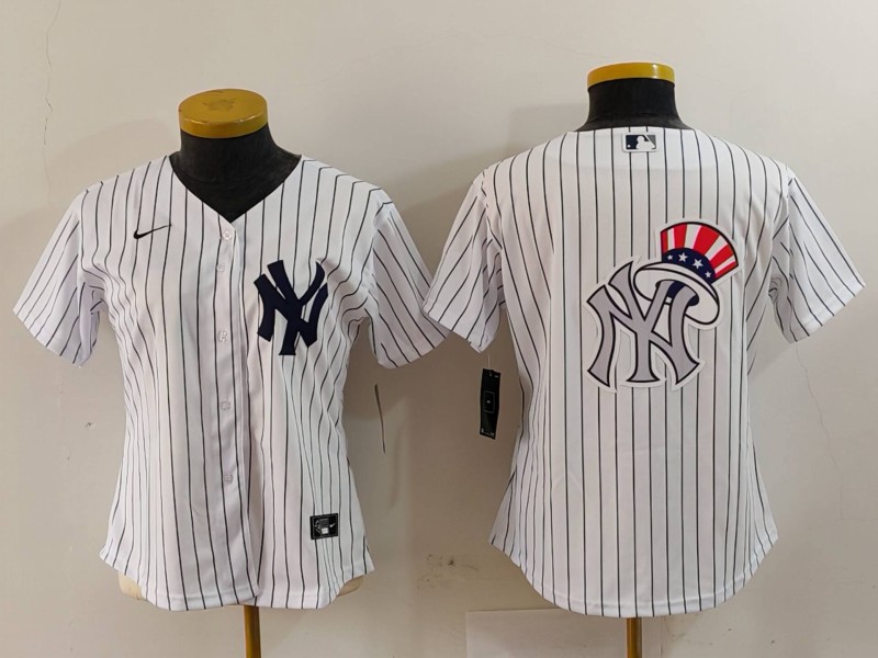Personalized Women’s New York Yankees White Team Big Logo Cool Base Stitched Jersey(Run Small)