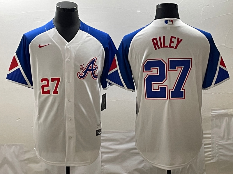Personalized MLB Braves 27 Riley White City Connect Cool Base Men Jerseys
