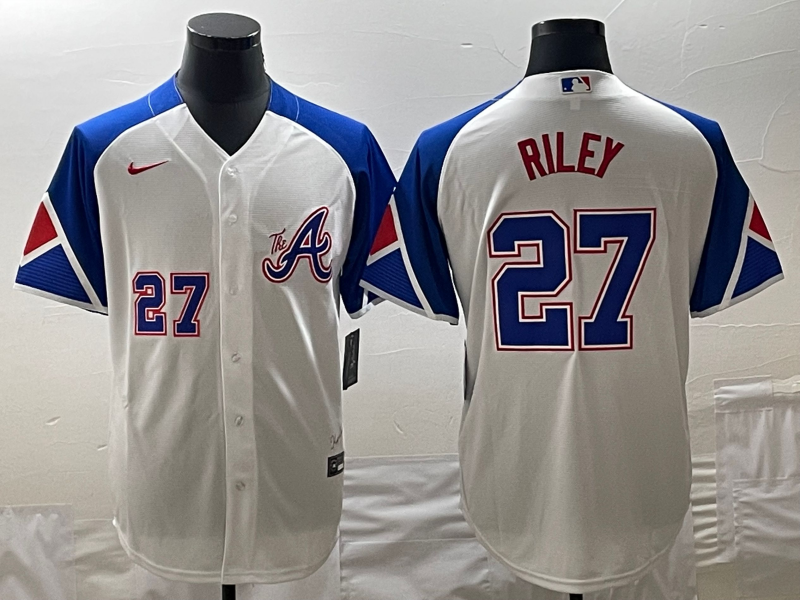 Personalized MLB Braves 27 Riley White City Connect Cool Base Men Jerseys