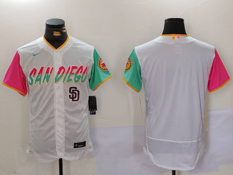 Personalized Men’s San Diego Padres big logo Profar White City Connect Cool Base Stitched Baseball Jerseys