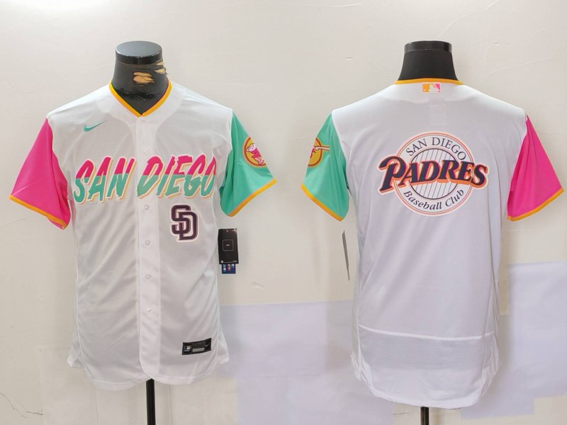 Personalized Men’s San Diego Padres big logo Profar White City Connect Cool Base Stitched Baseball Jerseys