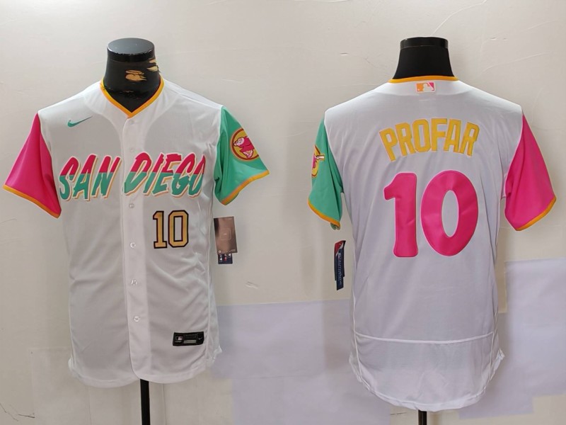 Personalized Men’s San Diego Padres #10 Jurickson Profar White City Connect Cool Base Stitched Baseball Jerseys