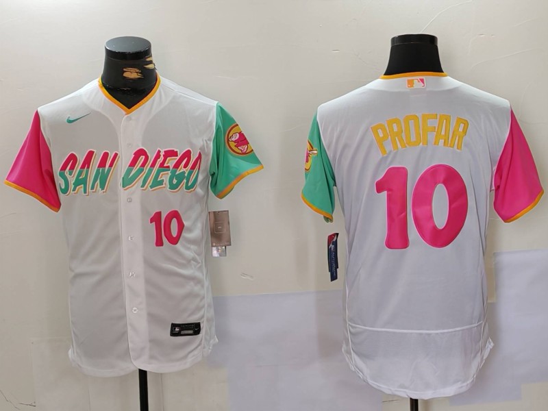 Personalized Men’s San Diego Padres #10 Jurickson Profar White City Connect Cool Base Stitched Baseball Jerseys