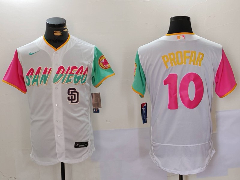 Personalized Men’s San Diego Padres #10 Jurickson Profar White City Connect Cool Base Stitched Baseball Jerseys