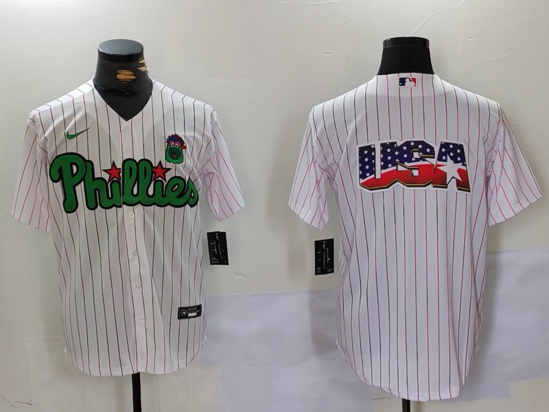 Personalized Men’s Philadelphia Phillies Big Logo White Stitched Jersey