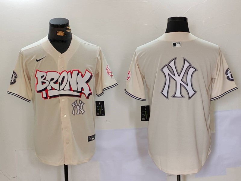 Personalized Men’s New York Yankees Blank Cream The Bronx Graffiti V2 Limited Stitched Baseball Jerseys