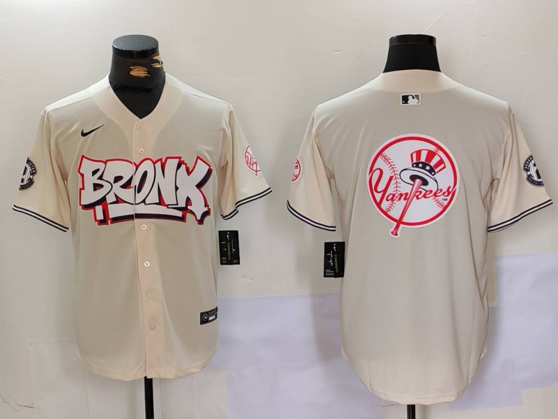 Personalized Men’s New York Yankees Blank Cream The Bronx Graffiti V2 Limited Stitched Baseball Jerseys