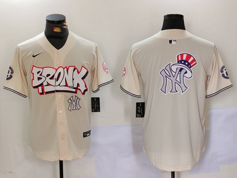 Personalized Men’s New York Yankees Blank Cream The Bronx Graffiti V2 Limited Stitched Baseball Jerseys