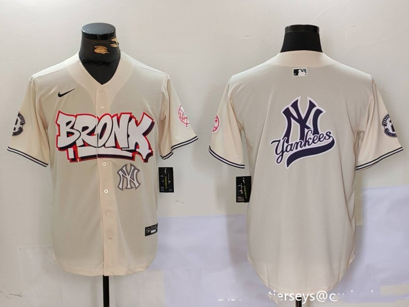 Personalized Men’s New York Yankees Blank Cream The Bronx Graffiti V2 Limited Stitched Baseball Jerseys
