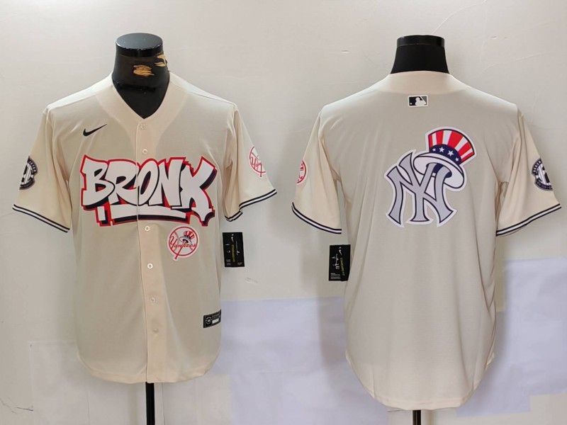 Personalized Men’s New York Yankees Blank Cream The Bronx Graffiti V2 Limited Stitched Baseball Jerseys
