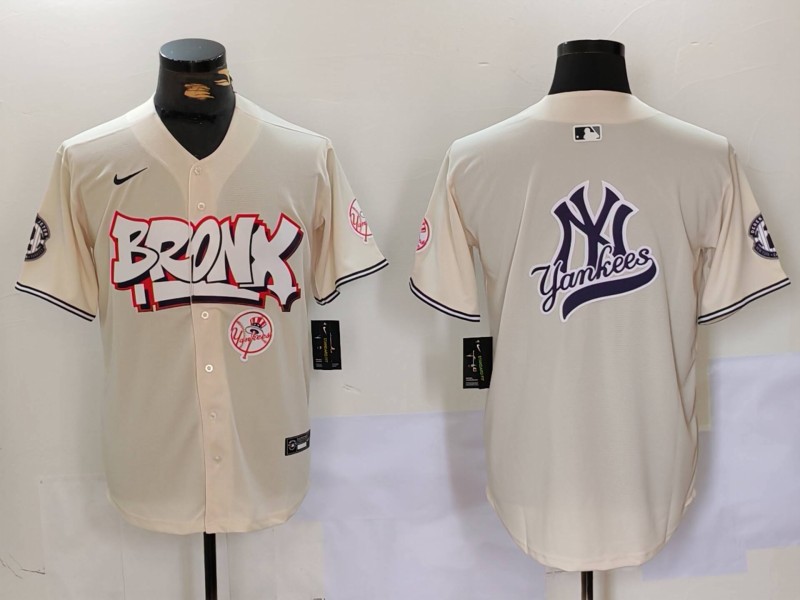 Personalized Men’s New York Yankees Blank Cream The Bronx Graffiti V2 Limited Stitched Baseball Jerseys
